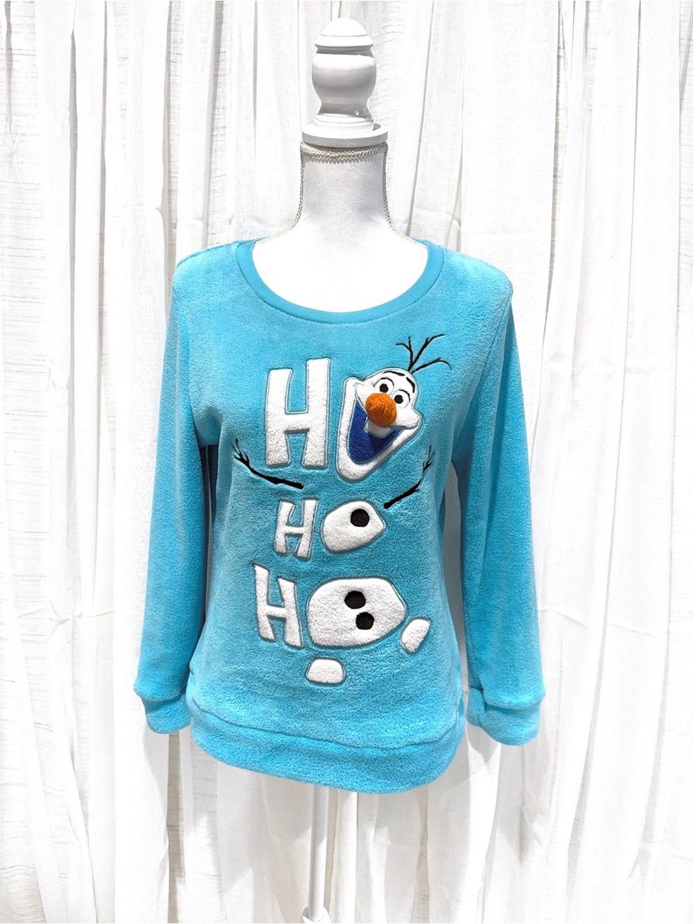 Disney Aqua Olaf Fleece Pullover Sweater